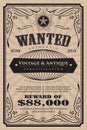 Western vintage frame label wanted antique hand drawn retro