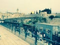 Western (wailing) Wall with Done of The Rock afar, Jerusalem, Israel from a different perspective