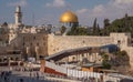 Western Wall and Dome of the Rock in the old city of Jerusalem, Israel. Royalty Free Stock Photo