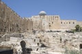 Western Wall Excavations with al-aqsa mosque Royalty Free Stock Photo