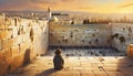 Western Wall in Jerusalem. Illustration of Israeli landmarks.