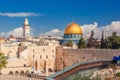 Western Wall with the iconic Dome of the Rock above Royalty Free Stock Photo