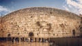 Pilgrims pray in front of the Western Wall on the Temple Mount compound in Jerusalem Royalty Free Stock Photo