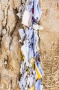 Letters to God shoved between the stones on Western Wall Royalty Free Stock Photo