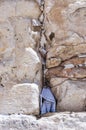 Letters to God shoved between the stones on Western Wall Royalty Free Stock Photo