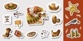 Western wild west art stickers set. Gun, bullets, dynamite and many other items Royalty Free Stock Photo