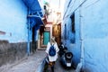 Western woman exploring the blue city, Jodhpur India Royalty Free Stock Photo