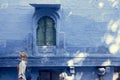 Western woman exploring the blue city, Jodhpur India