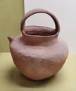 Western Zhou Teapot Ewer Impressed Pattern Overhead Handle Antique Teapots Terracotta Pot Clay Ceramic Crafts Pottery Sculpture