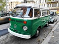 Westfalia T2 volkswagen vintage camper motorhome. Green and white colors, in wonderful conditions