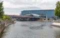 Westhafen canal and Central Railway Station Hauptbahnhof in Berlin, Germany.