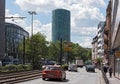 Westhafen tower and baseler platz square in Frankfurt, Germany