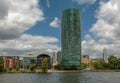 The Westhafen Tower, high-rise building in the former Frankfurt Westhafen Royalty Free Stock Photo
