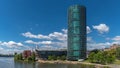 The Westhafen Tower, high-rise building in the former Frankfurt Westhafen