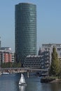 Westhafen tower, industrial plants and private apartments in frankfurt am main, germany