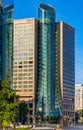 Westin hotel at al. Jana Pawla II avenue in Srodmiescie and Wola business district seen from Grzybowska street in Warsaw, Poland