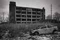 Westinghouse Electric Cleveland, Ohio and an abandoned car Royalty Free Stock Photo