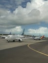 WestJet Airplane at Providenciales Airport in the Turks and Caicos Islands Royalty Free Stock Photo