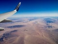 Westjet plane flying over the Mojave