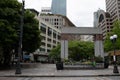 Grafitti on structures at Westlake Park in downtown Seattle