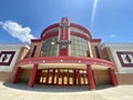 WESTLAND, MICHIGAN/USA - JULY 3, 2020: MJR Close up of empty movie theater shutdown business closed and the impact of COVID 19 on Royalty Free Stock Photo