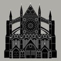 Westminster Abbey. Black and white drawing. Vector