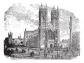 Westminster Abbey or Collegiate Church of St Peter in London England vintage engraving Royalty Free Stock Photo