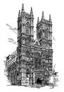 Westminster Abbey or Collegiate Church, vintage engraving