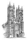 Westminster Abbey or gothic architecture, vintage engraving
