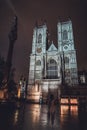 Westminster Abbey Illuminated at Night After Rain Royalty Free Stock Photo