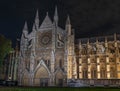 Westminster Abbey lit up at night Royalty Free Stock Photo