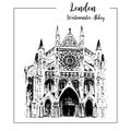 Westminster abbey, London architectural symbol. Beautiful hand drawn vector sketch illustration