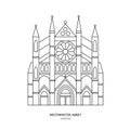 Westminster Abbey, London landmark vector illustration.