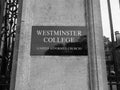 Westminster College in Cambridge in black and white Royalty Free Stock Photo