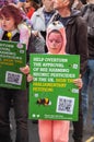 WESTMINSTER, LONDON - 22 April 2023: Young Extinction Rebellion protester taking part in a Biodiversity March protest