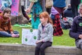 WESTMINSTER, LONDON - 22 April 2023: Young Extinction Rebellion protester taking part in a Biodiversity March protest