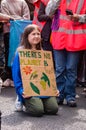 WESTMINSTER, LONDON - 22 April 2023: Young Extinction Rebellion protester taking part in a Biodiversity March protest