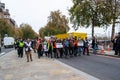 WESTMINSTER, LONDON, ENGLAND- 20 November 2021: Protesters marching during a demonstration in support of Insulate Britain