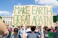 WESTMINSTER, LONDON/ENGLAND- 1 September 2020: MAKE EARTH GREAT AGAIN sign at Extinction Rebellion protest