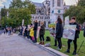 A crowd gather for an anti-Brexit rally at the Houses of Parliament.