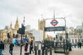 Westminster Station and Houses of Parliament and Big Ben Royalty Free Stock Photo