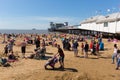 Weston-super-Mare beach Somerset in summer sunshine with tourists and visitors Royalty Free Stock Photo