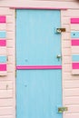 WESTWARD HO!, DEVON, ENGLAND - 21 June 2021: Beach hut in Westward Ho! in Devon, England Royalty Free Stock Photo