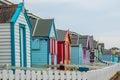 WESTWARD HO!, DEVON, ENGLAND - 21 June 2021: Beach huts in Westward Ho! in Devon, England Royalty Free Stock Photo