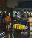 a customer entering the wet area in the market