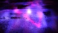 Wet asphalt after rain, reflection of neon lights in puddles. The lights of the night, neon city. Abstract dark background. Royalty Free Stock Photo