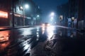 Wet asphalt, reflection of neon lights,Dark background scene of empty street, night view, night city Royalty Free Stock Photo