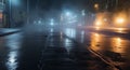 Wet asphalt, reflection of neon lights,Dark background scene of empty street, night view, night city Royalty Free Stock Photo