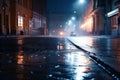 Wet asphalt, reflection of neon lights,Dark background scene of empty street, night view, night city Royalty Free Stock Photo