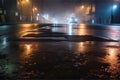 Wet asphalt, reflection of neon lights,Dark background scene of empty street, night view, night city Royalty Free Stock Photo